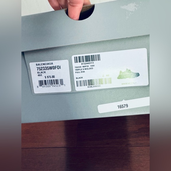 $975 Balenciaga Molded Synthetic Triple S Sneakers Black EU 46 US 13. Eu 42 US 9 - Picture 9 of 17